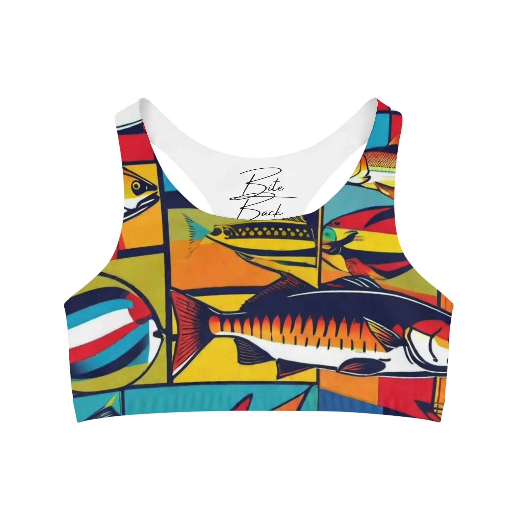 Americana Fish Print Women's Seamless Sports Bra