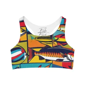 Americana Fish Print Women's Seamless Sports Bra