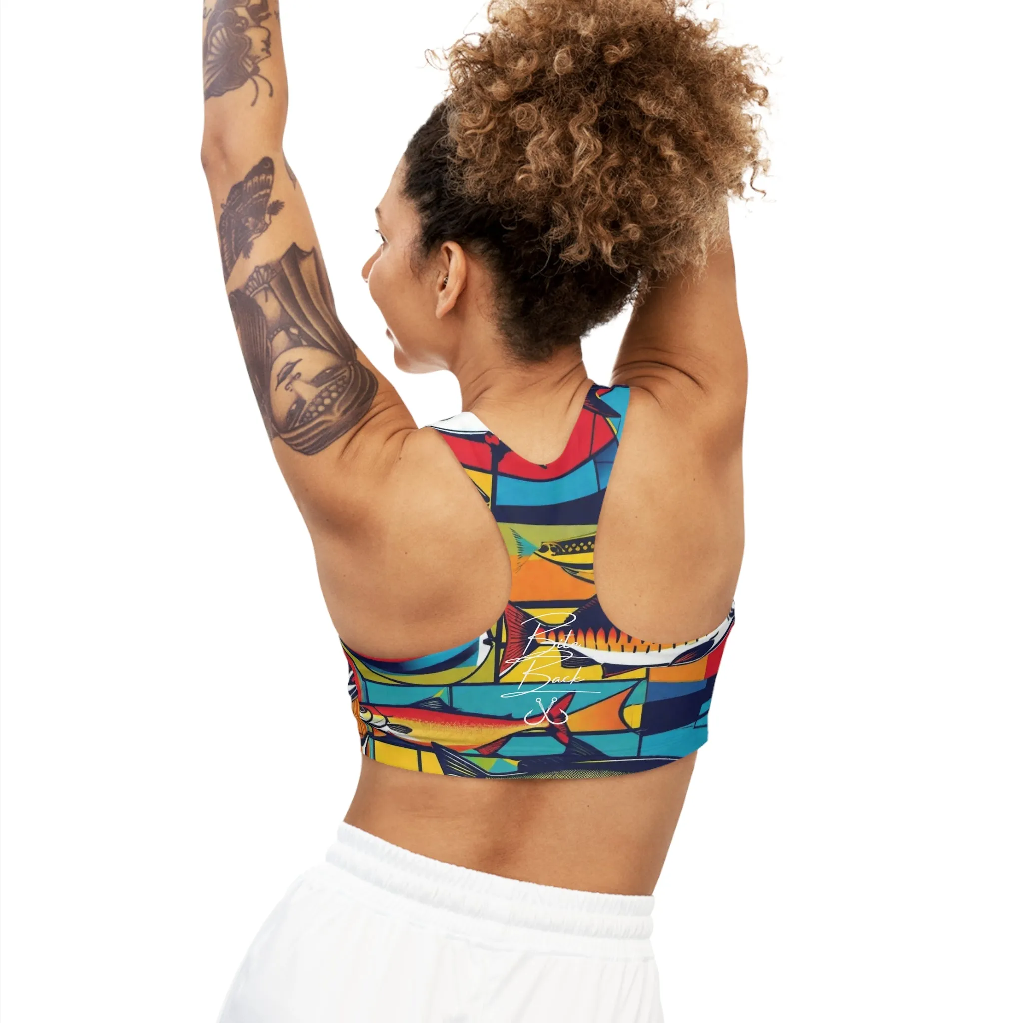 Americana Fish Print Women's Seamless Sports Bra