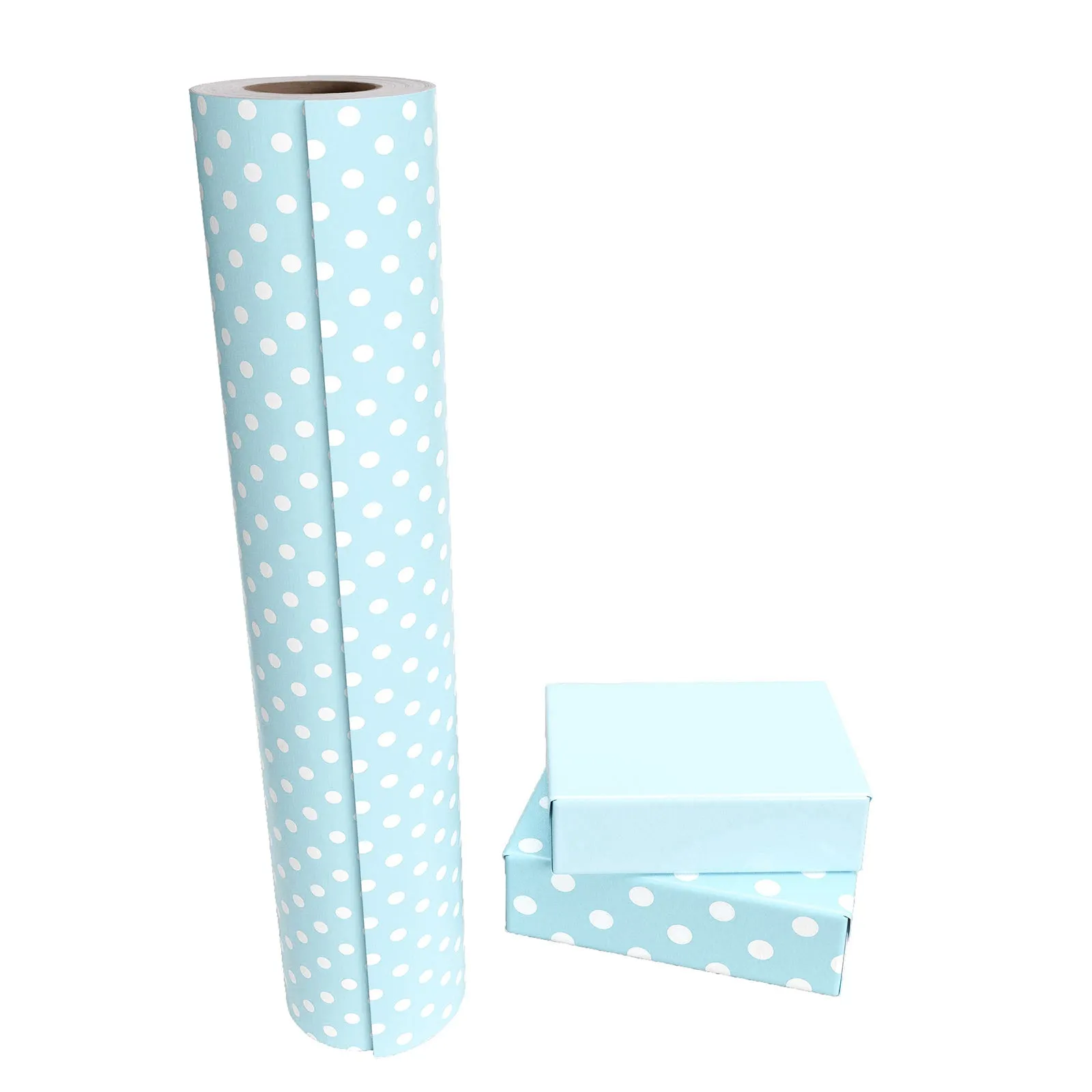 Baby Blue Polka Dot Wrapping Paper with Blue Color on Reverse