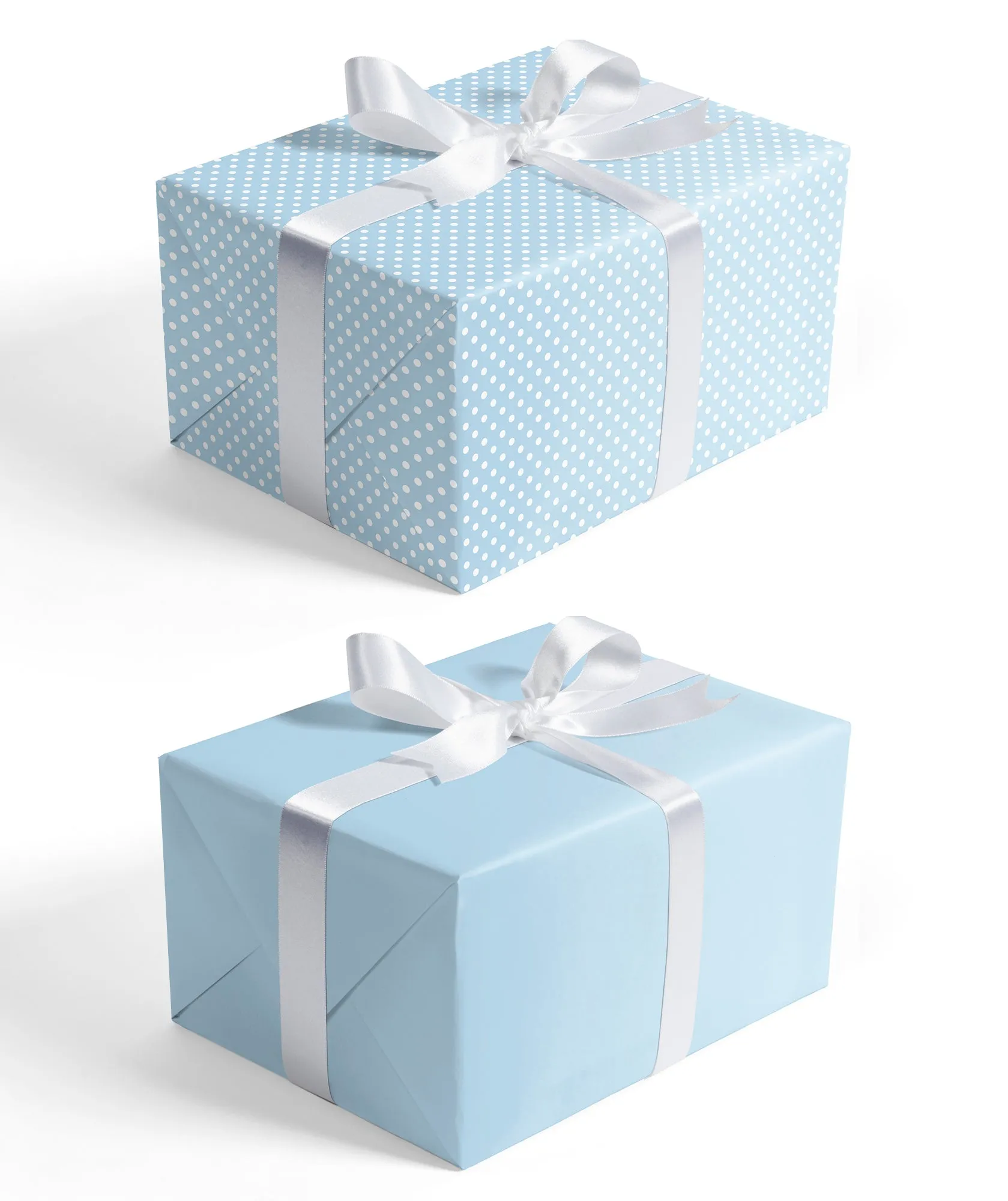 Baby Blue Polka Dot Wrapping Paper with Blue Color on Reverse