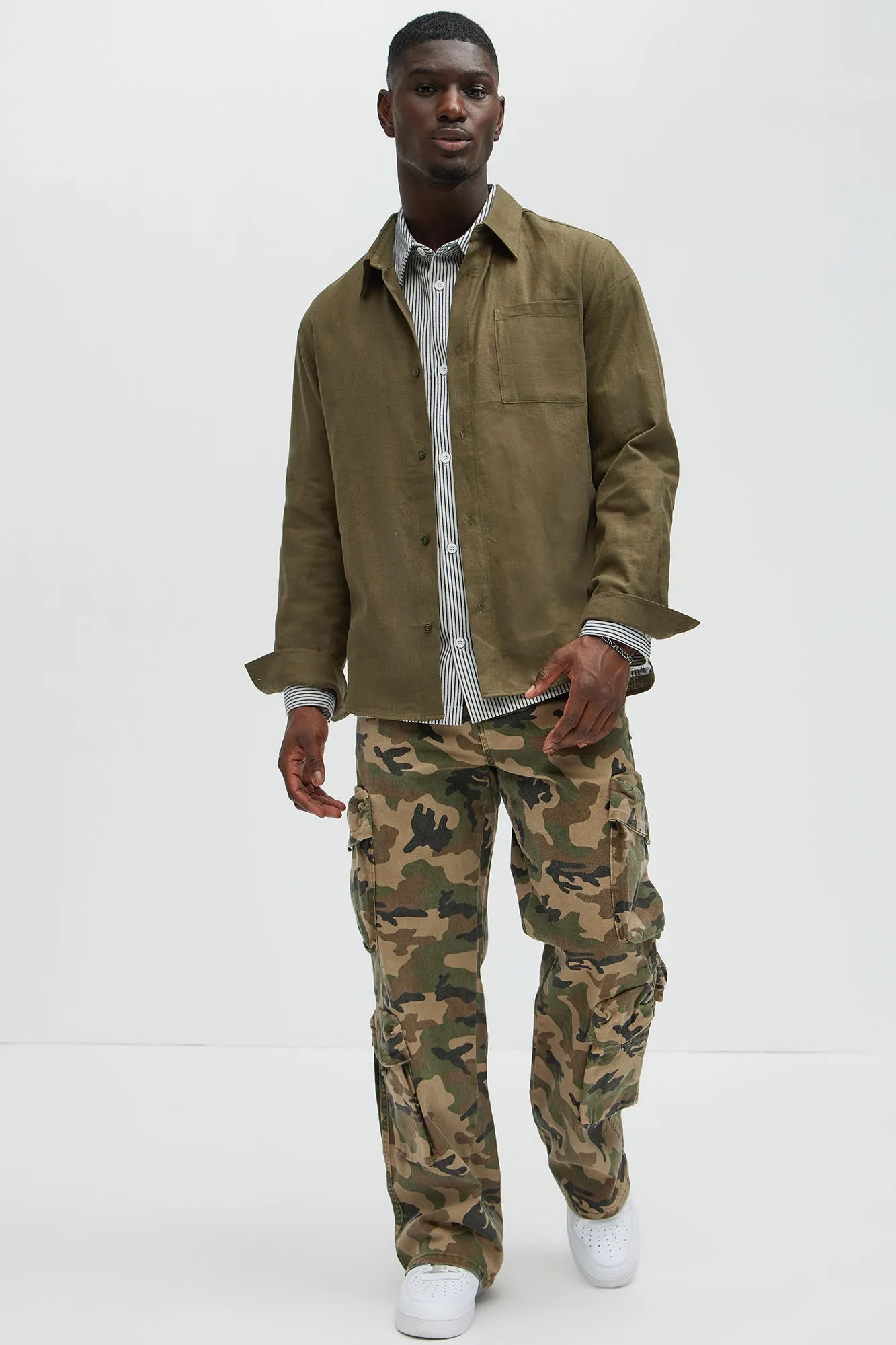 Bahamas Linen Long Sleeve Shirt - Olive
