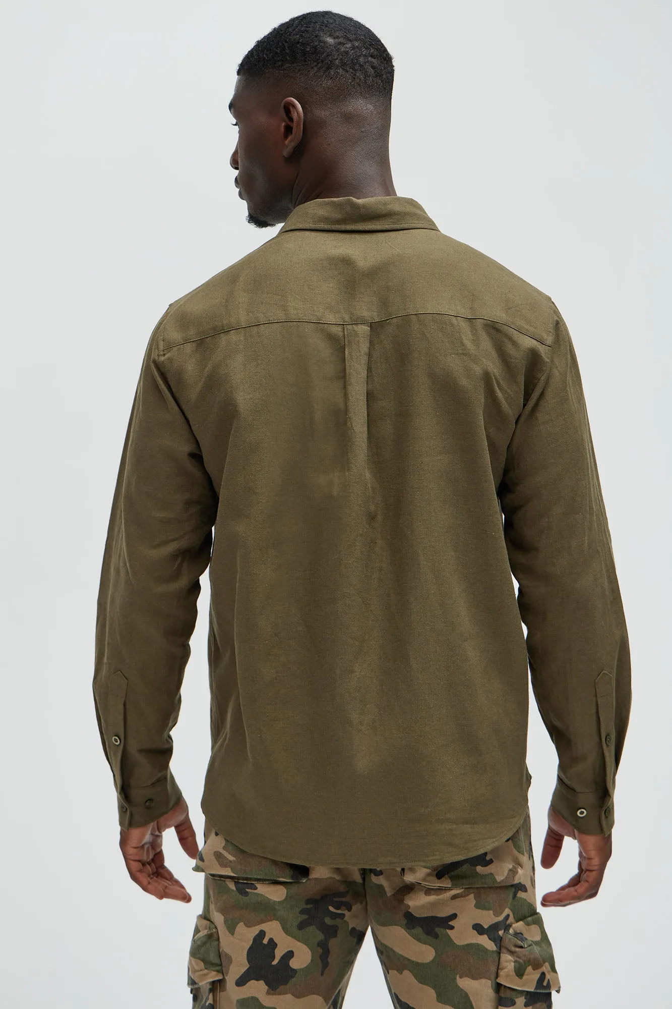 Bahamas Linen Long Sleeve Shirt - Olive