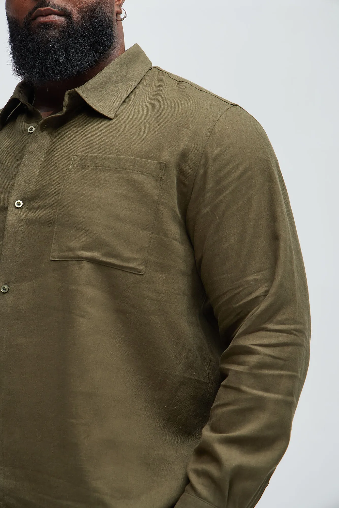 Bahamas Linen Long Sleeve Shirt - Olive
