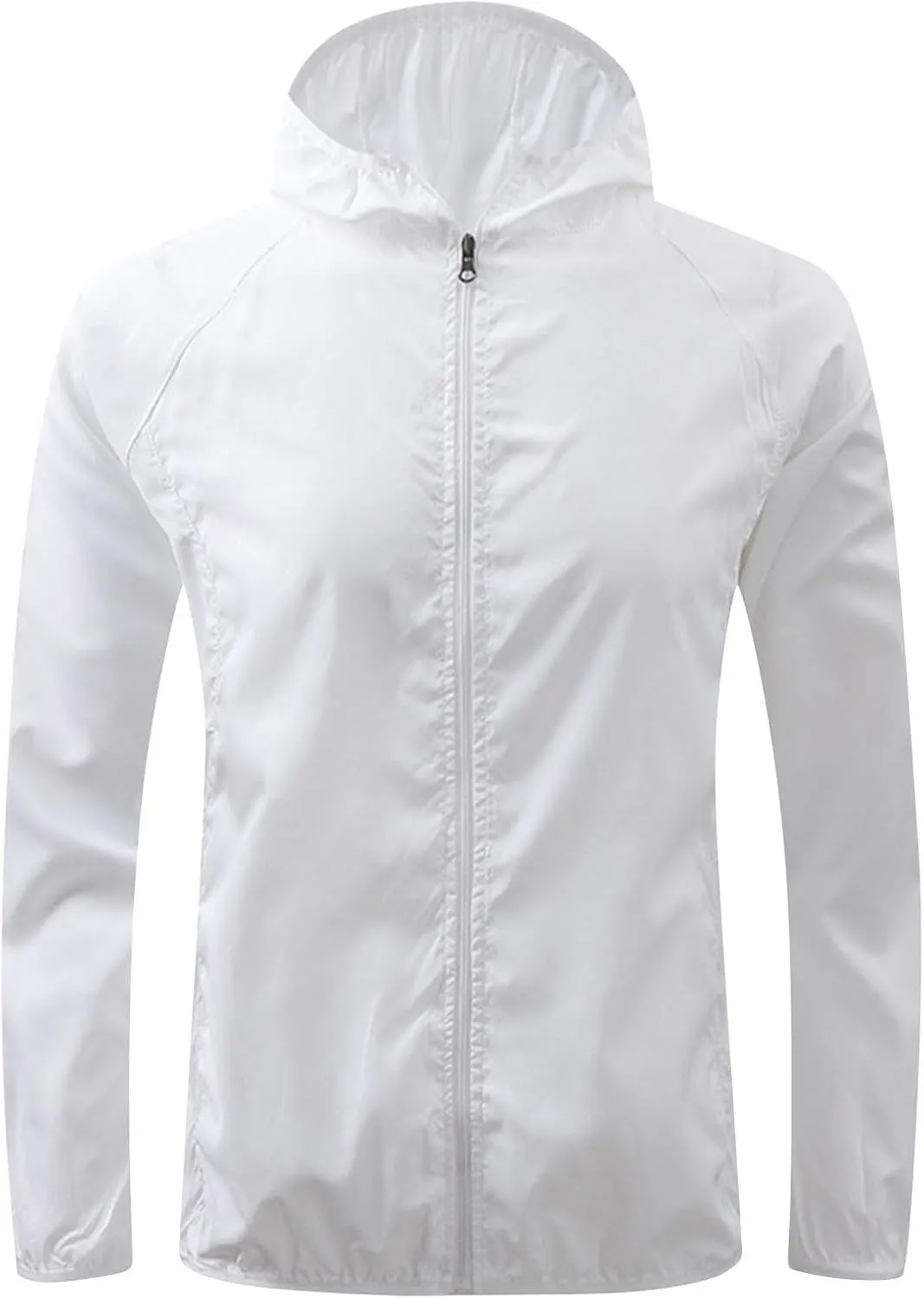Binmer Women Men Windproof Jacket Plus Size Lightweight Sun Protection Hooded Full Zip Windbreaker Outdoor Riding Sports Coat