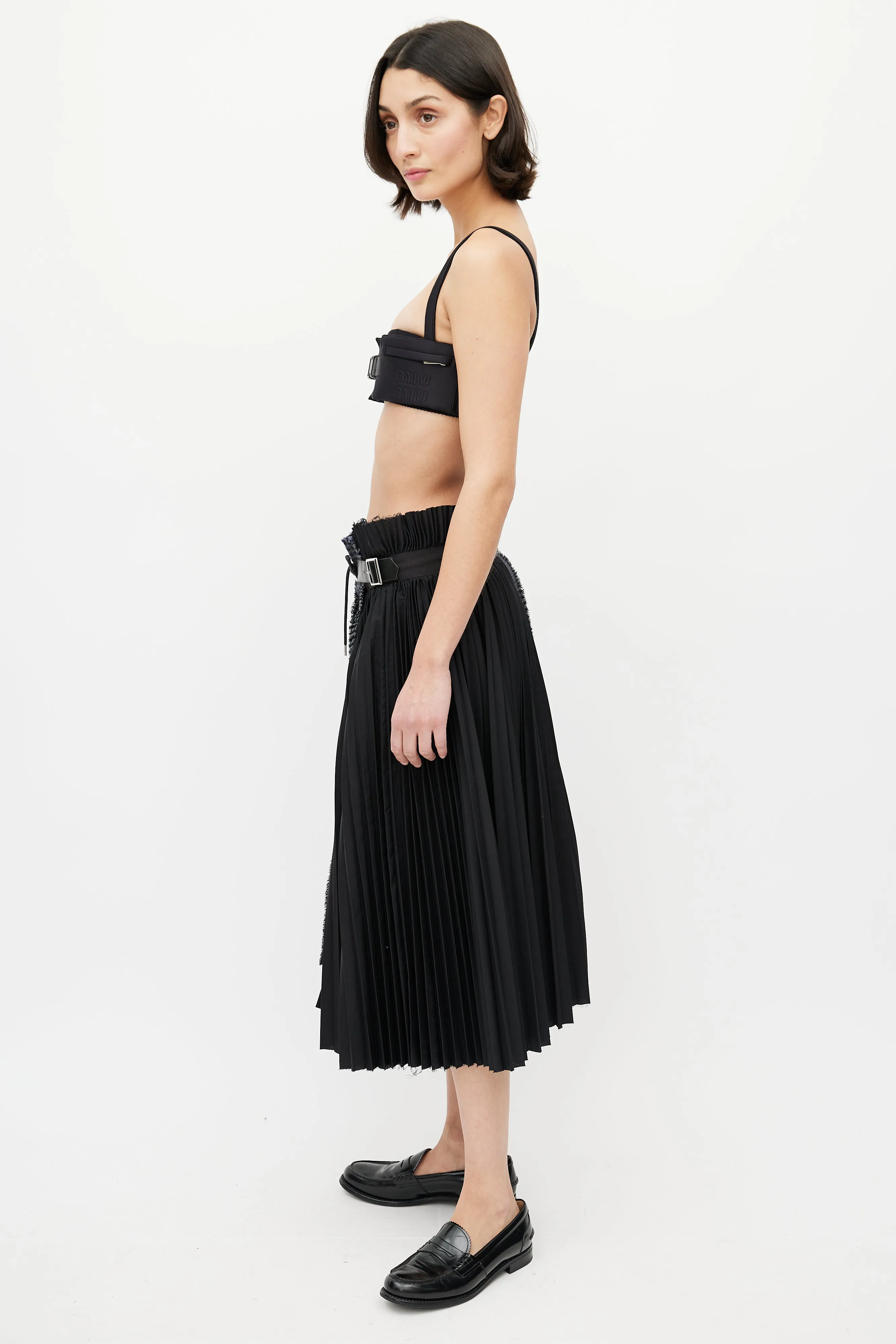 Black & Blue Pleated Plaid Skirt