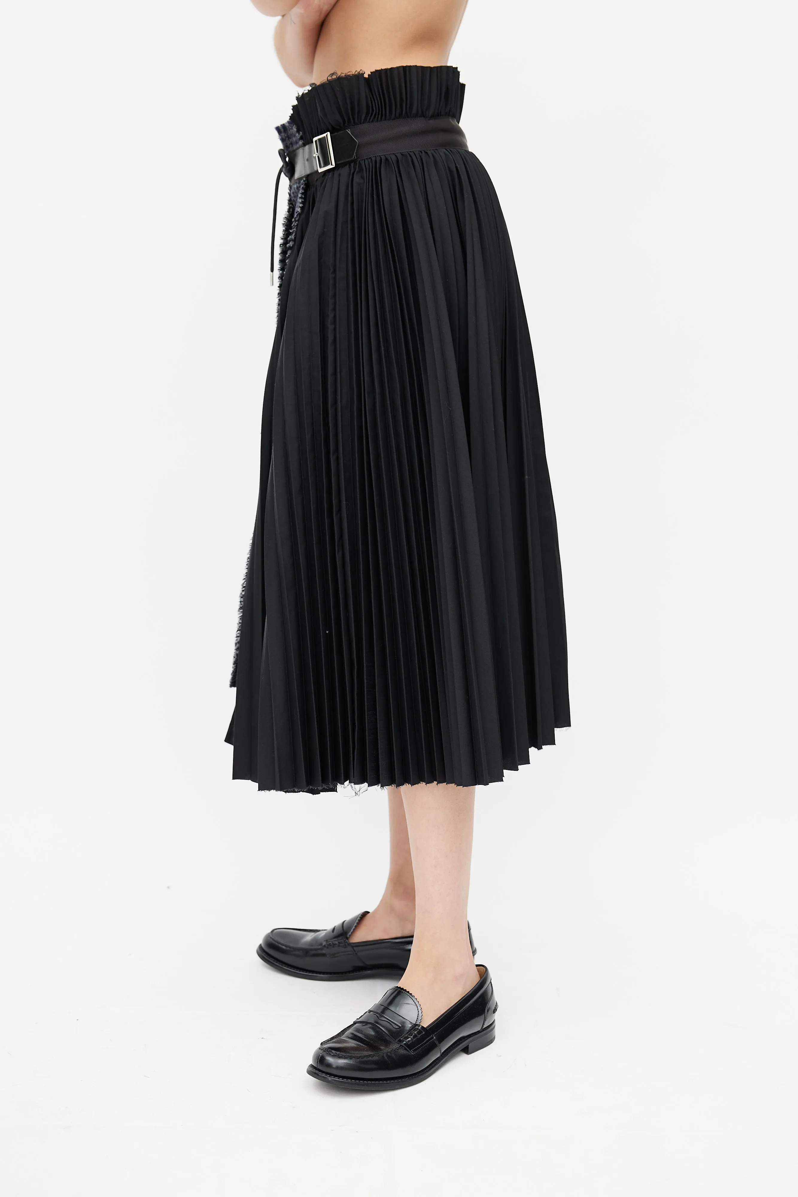 Black & Blue Pleated Plaid Skirt