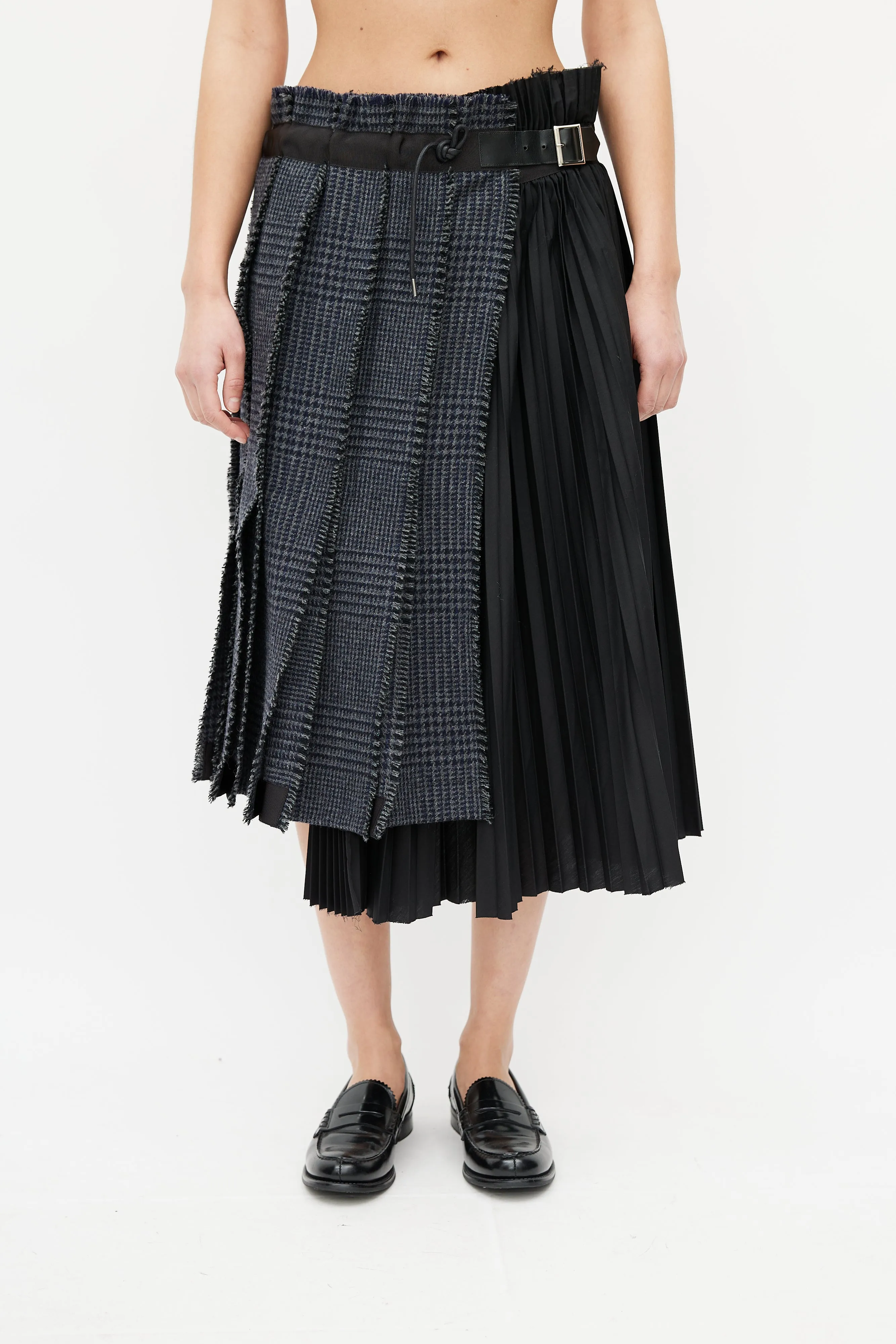 Black & Blue Pleated Plaid Skirt
