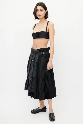 Black & Blue Pleated Plaid Skirt