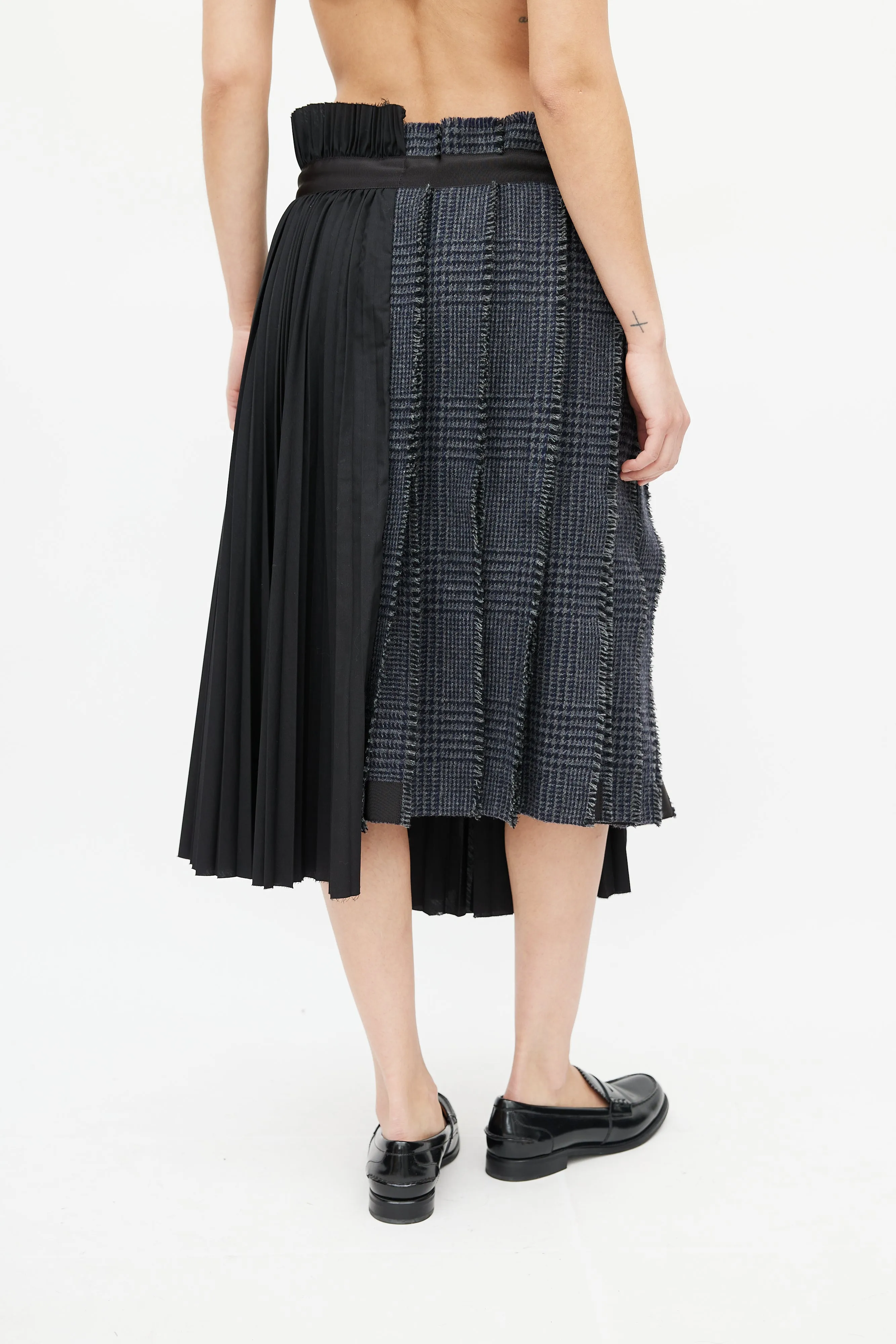 Black & Blue Pleated Plaid Skirt