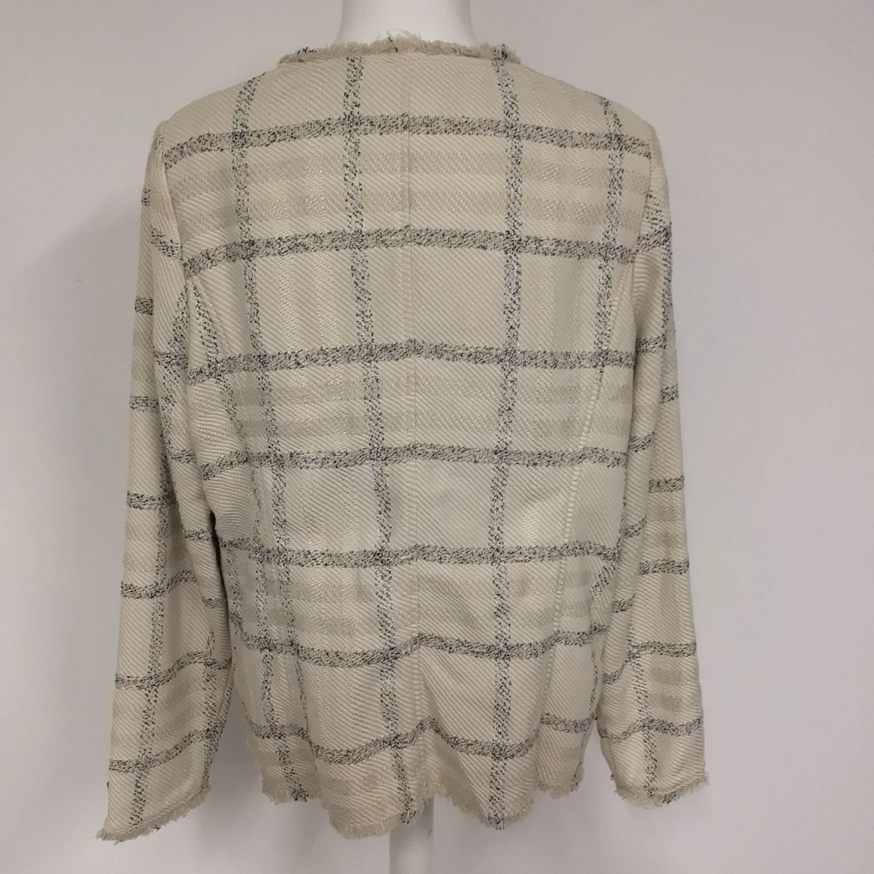 BNWT Next Tailoring Cream & Black Checked Frayed Jacket Size 16