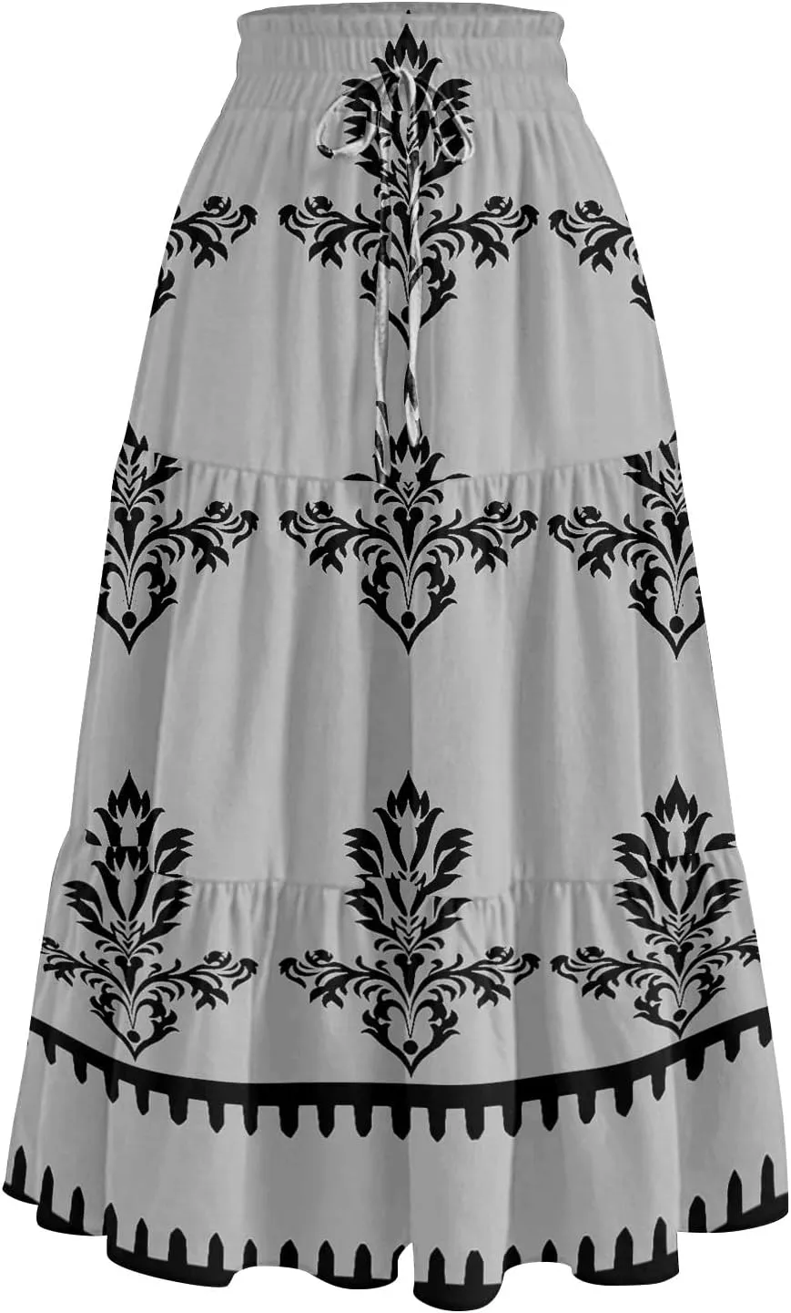 Boho Dresses for Women 2025 Loose Casual Trendy Floral Print Elastic Waist Lightweight Hawaiian Maxi Skirts, S-2XL