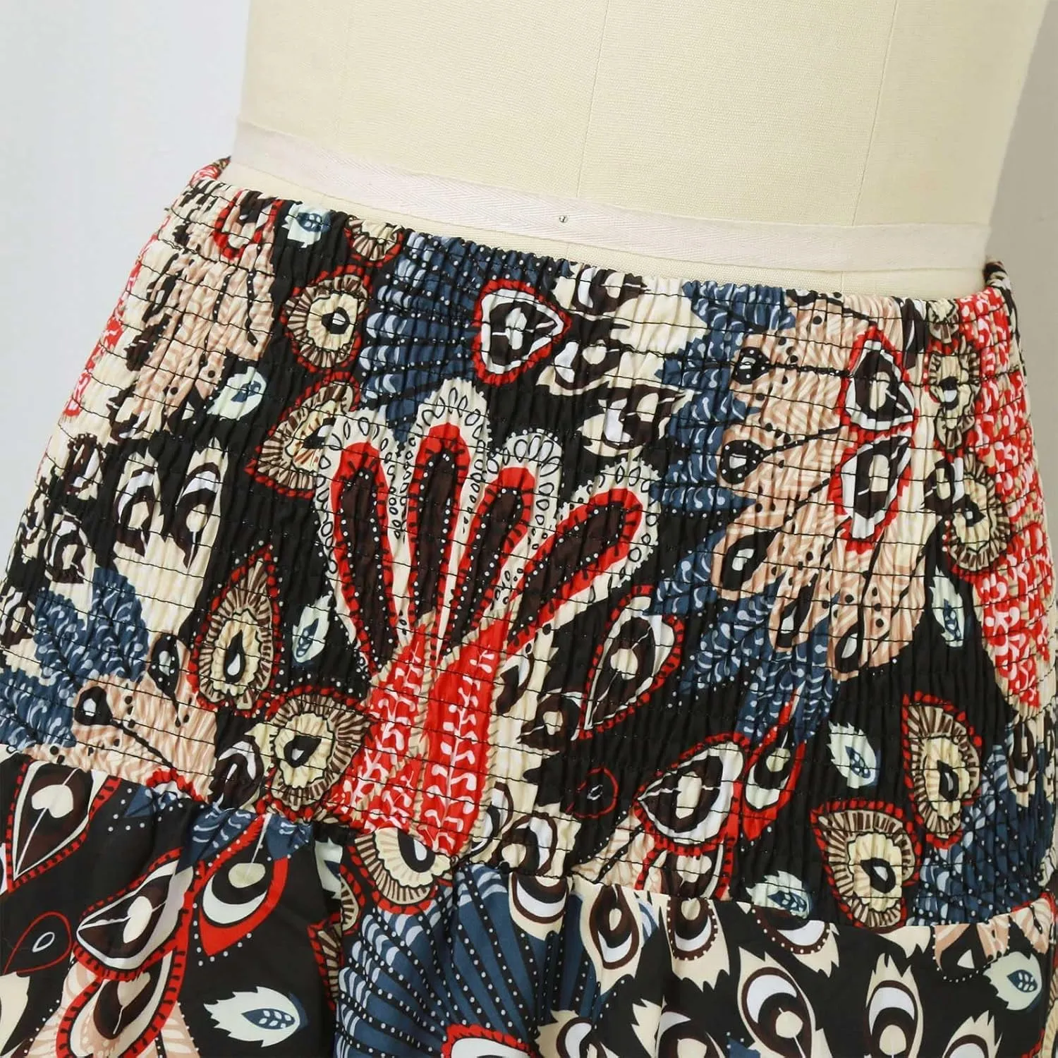 Cute Skirts for Women Trendy High Elastic Waist Paisley Print Loose Pleated Long Flowy Maxi Skirts Ladies Boha Dress