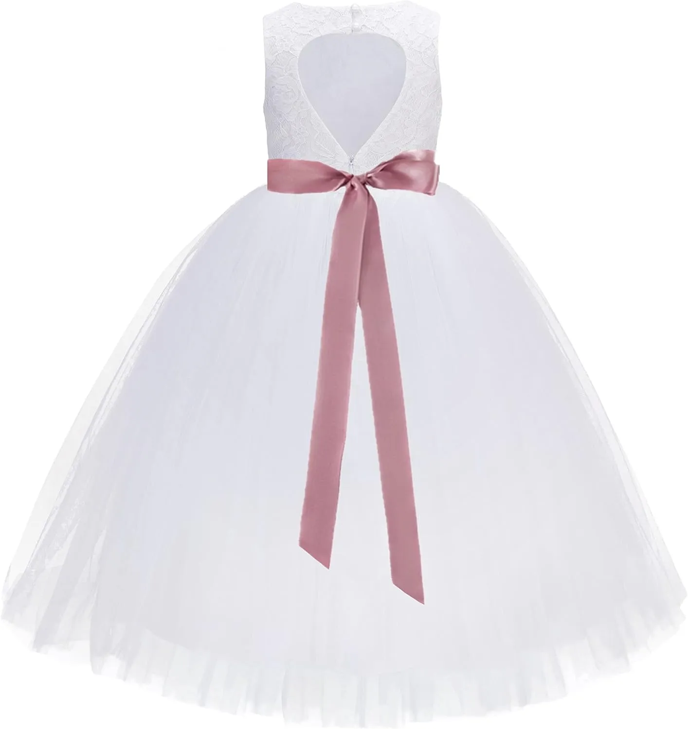 ekidsbridal Floral Lace Heart Cutout Flower Girl Dress Wedding Reception 172R