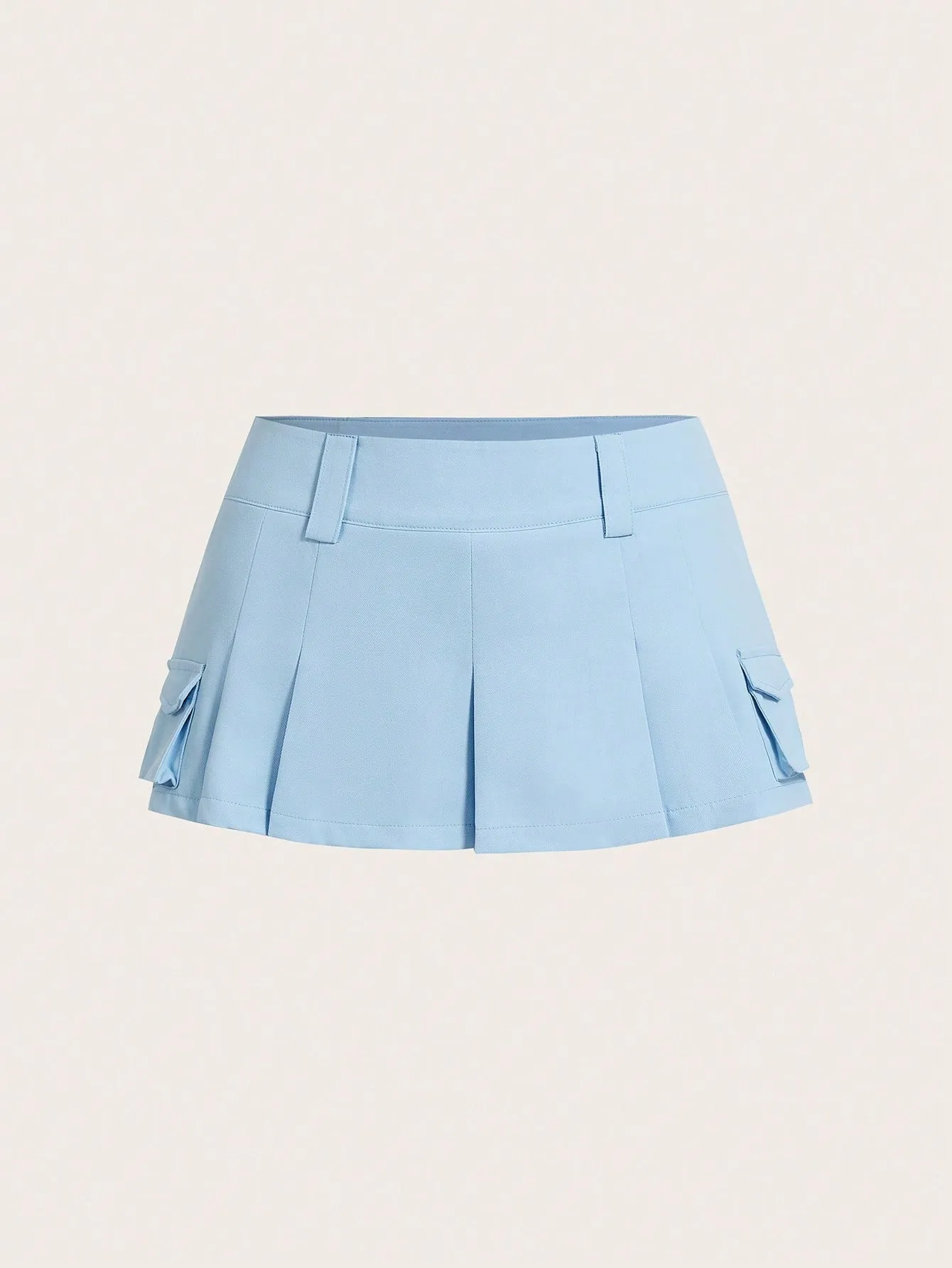 EZwear Utility Pocket & Pleated Design Women's Midi Skirt Without Belt