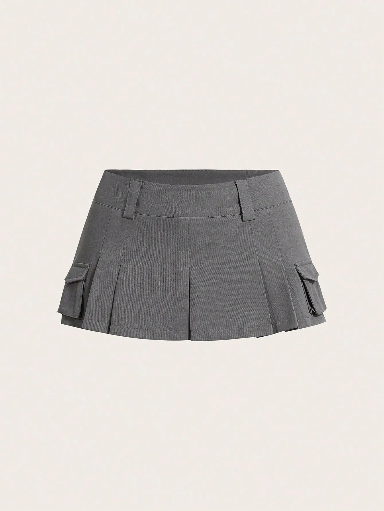EZwear Utility Pocket & Pleated Design Women's Midi Skirt Without Belt