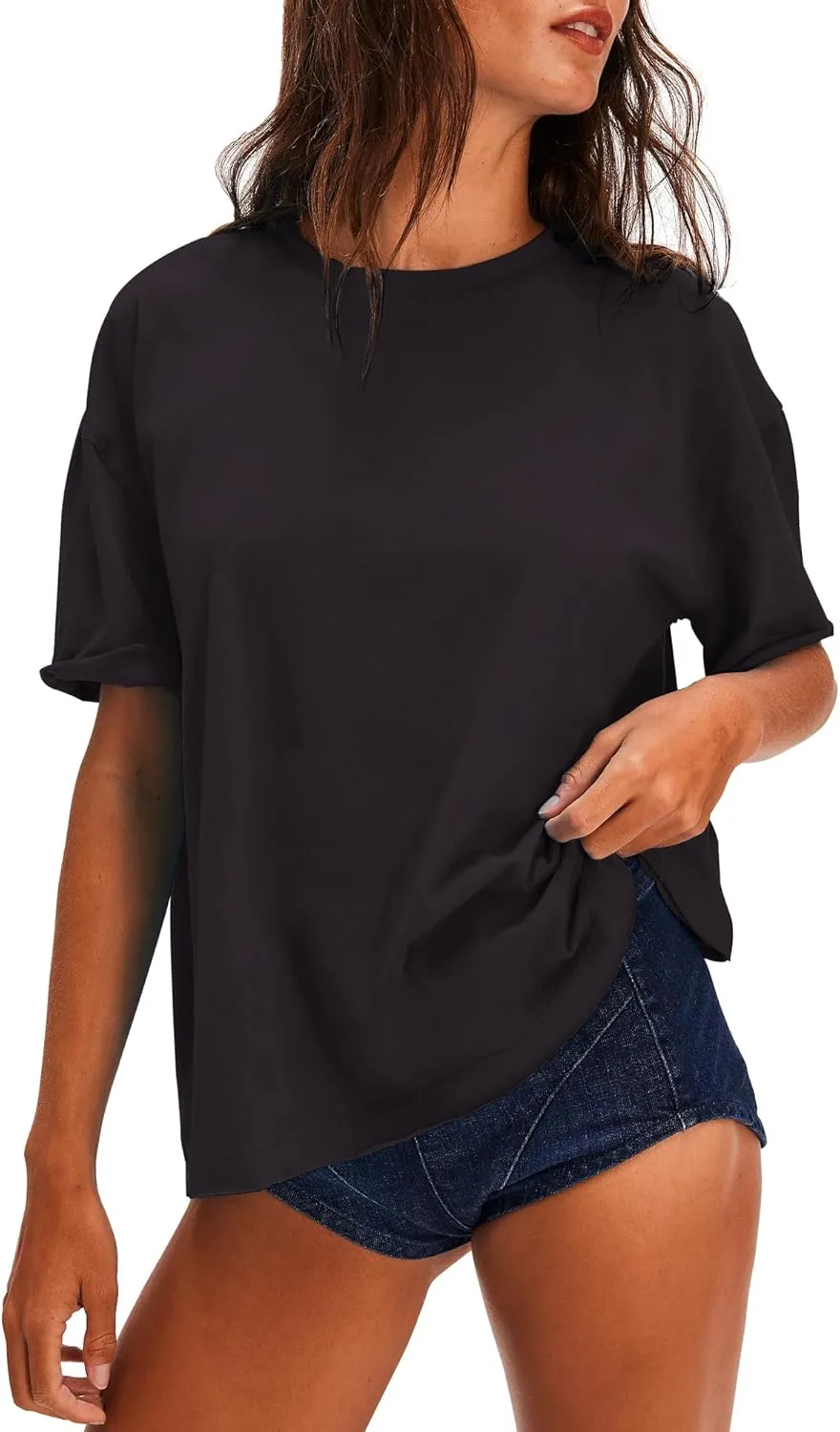 Gacaky Summer Tops Womens Solid T Shirts for Women Casual Loose Oversized Butterfly Embroidered Y2K 2025 Shirts Basic Tee