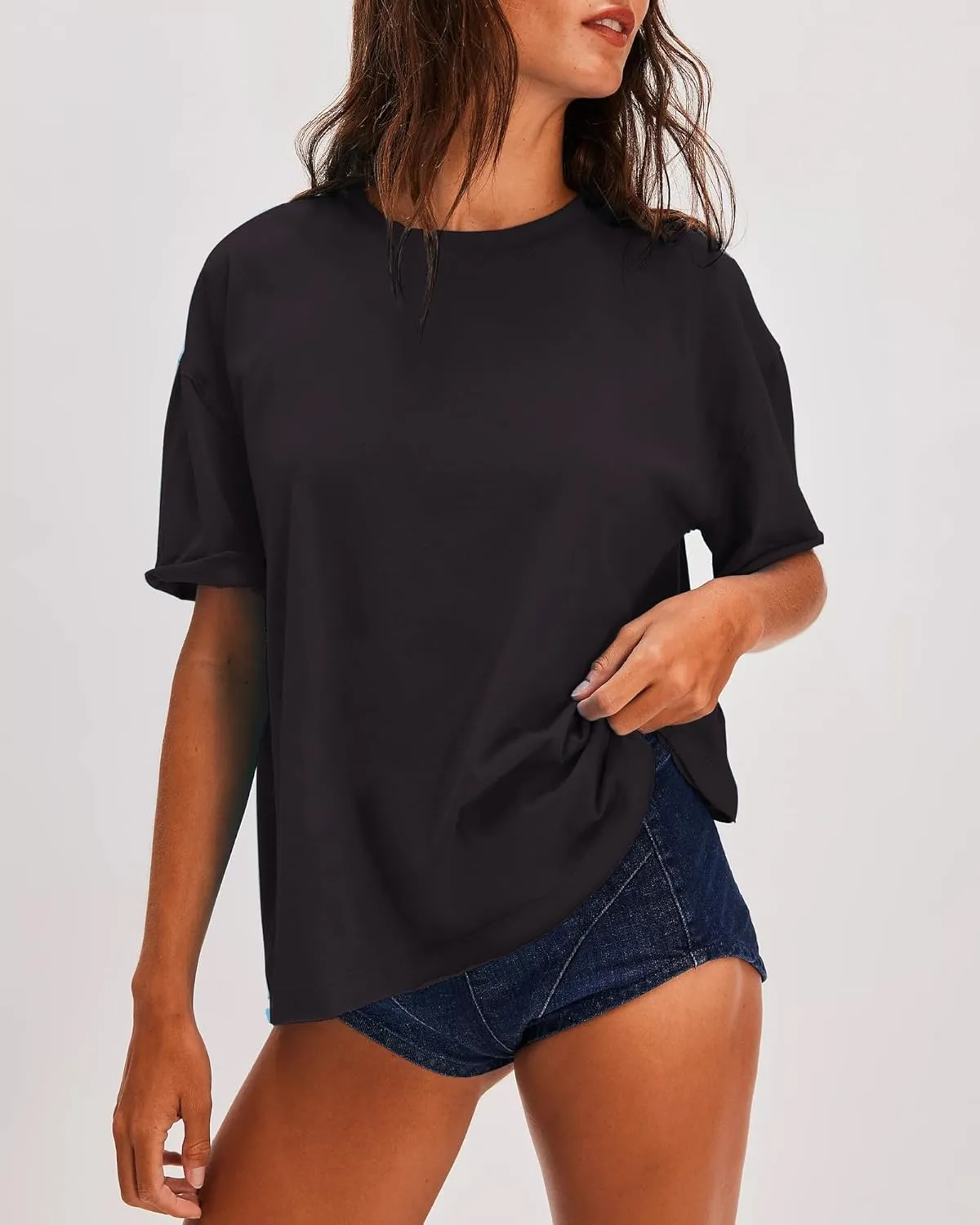 Gacaky Summer Tops Womens Solid T Shirts for Women Casual Loose Oversized Butterfly Embroidered Y2K 2025 Shirts Basic Tee