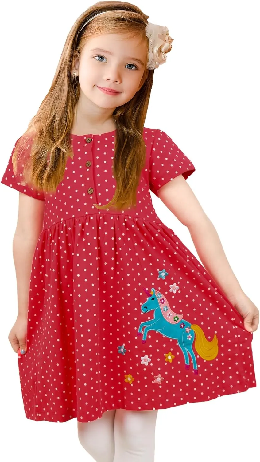 Girls Dress Toddler Kids Flutter Sleeve Summer Dresses Unicorn Swing Casual Sundress Party Playwear Holiday Clothes
