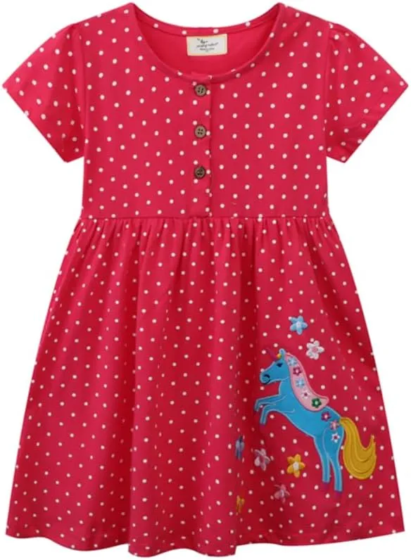 Girls Dress Toddler Kids Flutter Sleeve Summer Dresses Unicorn Swing Casual Sundress Party Playwear Holiday Clothes