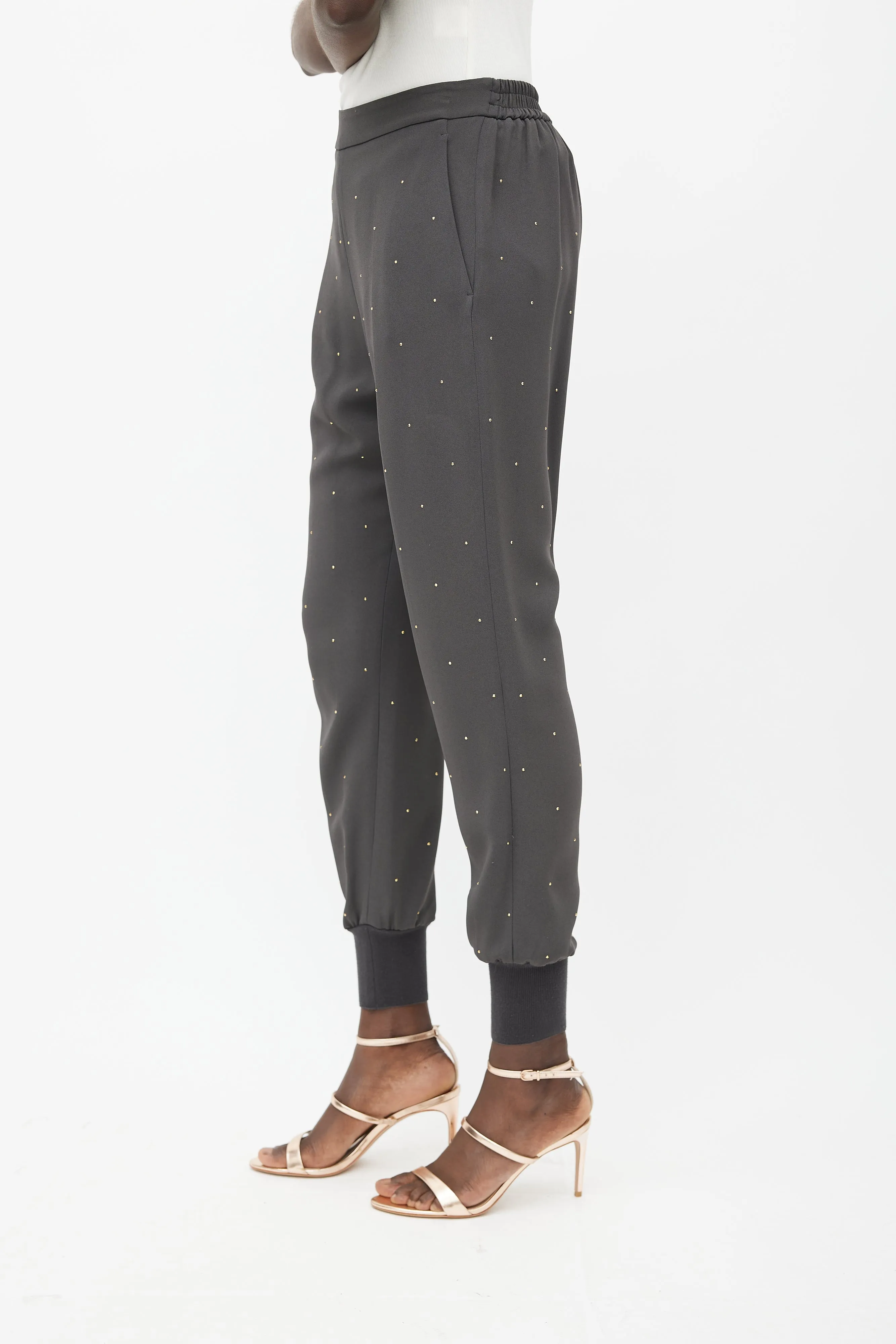 Grey & Gold Rhinestone Jogger