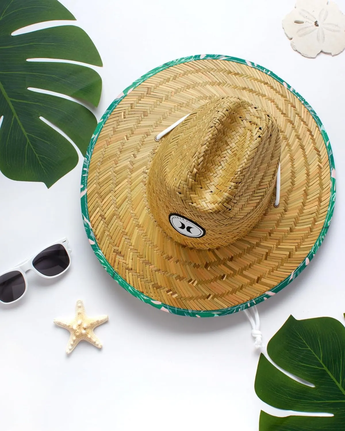 Hurley Women's Straw Hats - Real Straw Hat Medium Brim and Adjustable Chin Strap