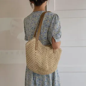 Ladies Straw Tote Bag With Zipper -Showtown