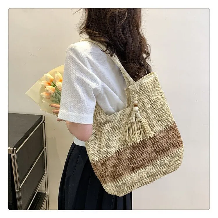 Ladies Summer Straw Shoulder Bags-Showtown