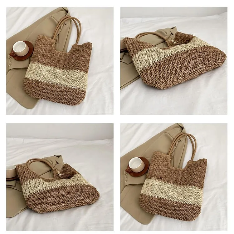 Ladies Summer Straw Shoulder Bags-Showtown