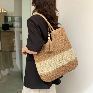 Ladies Summer Straw Shoulder Bags-Showtown