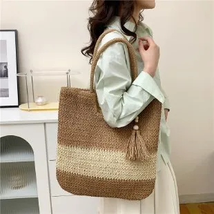 Ladies Summer Straw Shoulder Bags-Showtown
