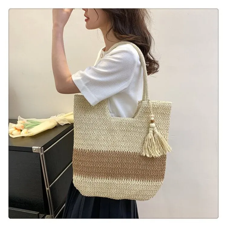 Ladies Summer Straw Shoulder Bags-Showtown