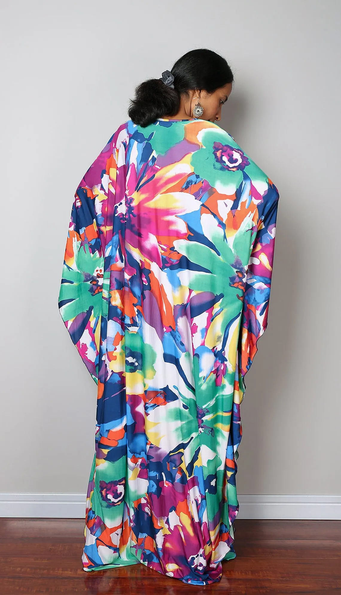 Plus Size Batwing Sleeve Beach Kaftan Swimsuit Cover Ups