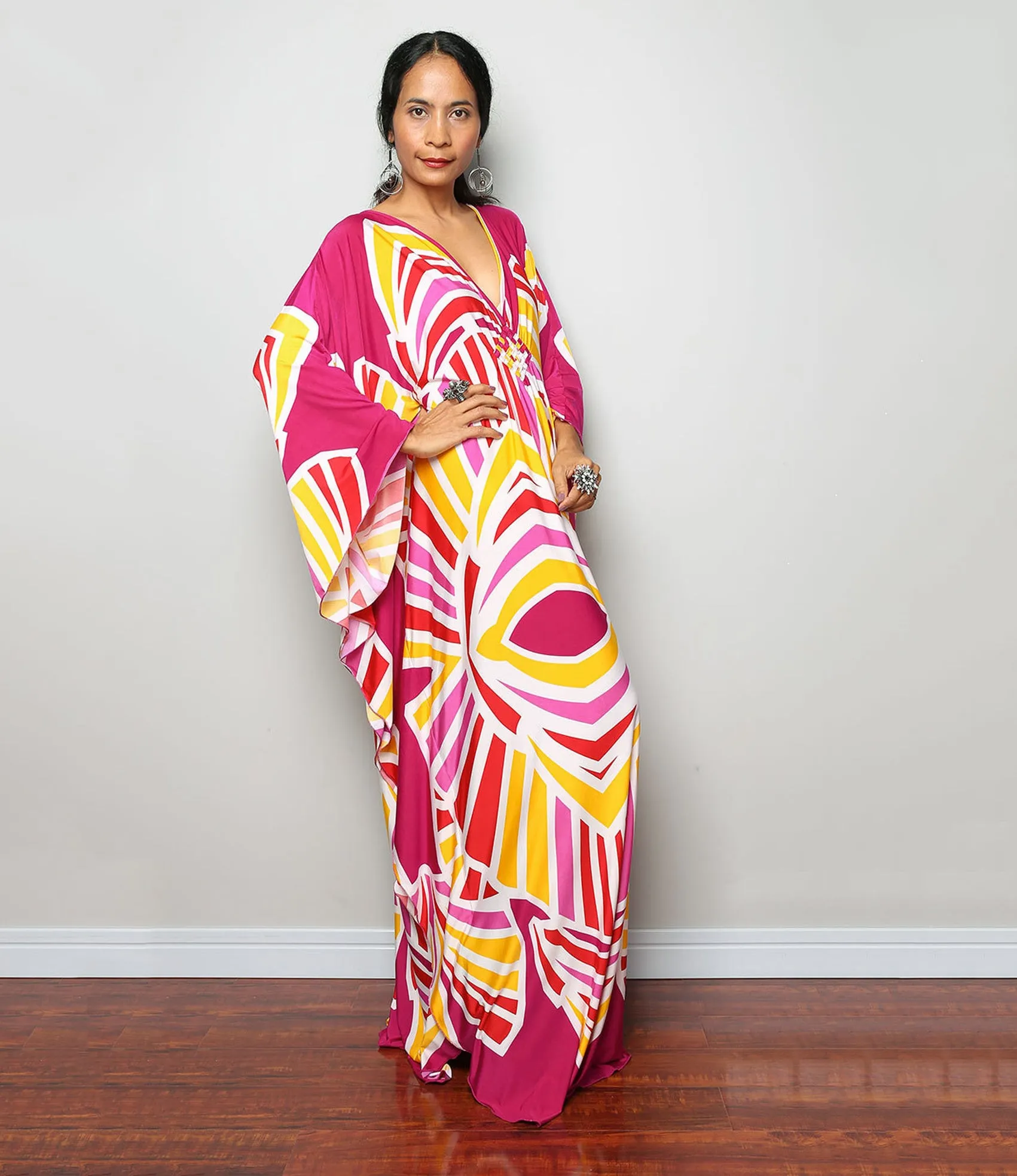 Plus Size Batwing Sleeve Beach Kaftan Swimsuit Cover Ups