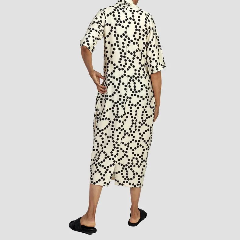 Poet Twist Dress Ecru/Black