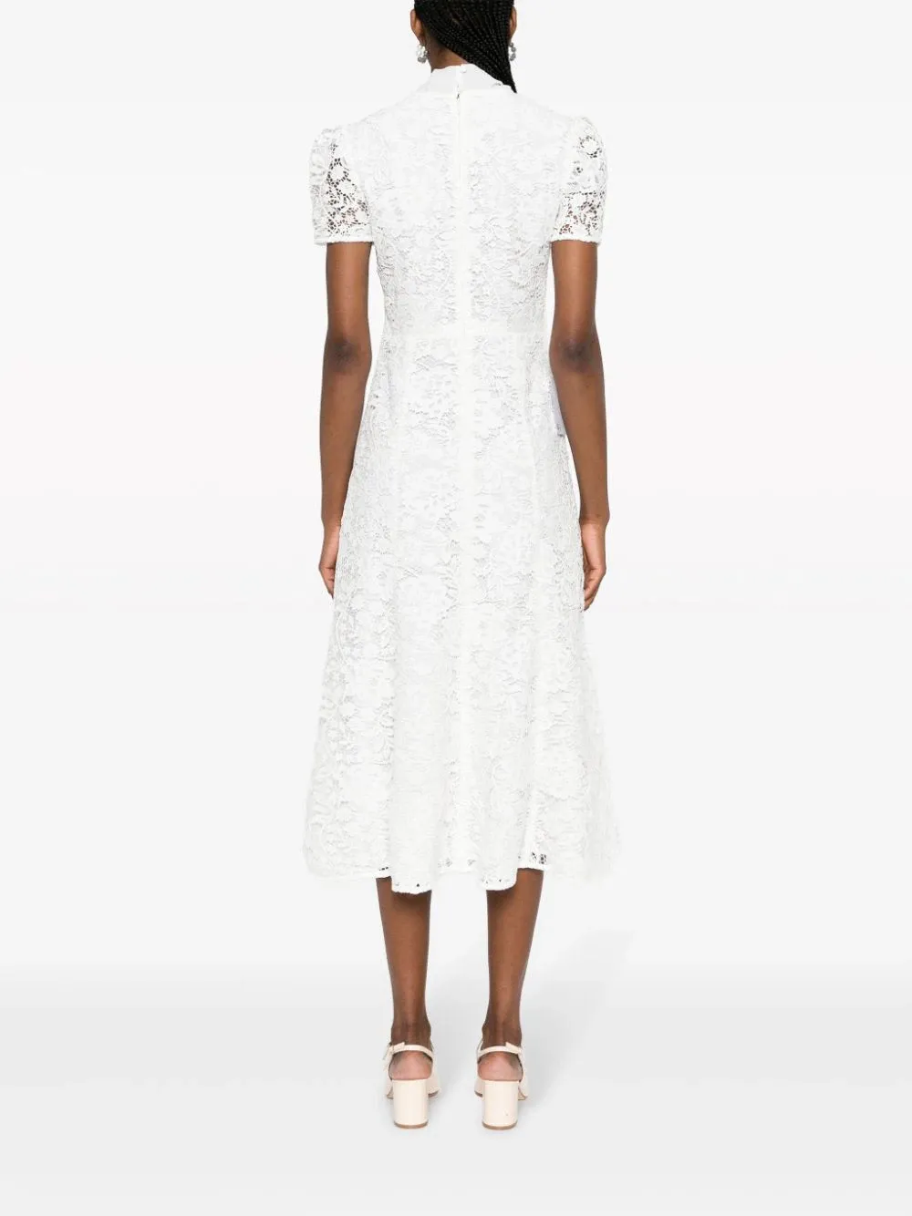SELF-PORTRAIT lace-trim polka-dot midi dress