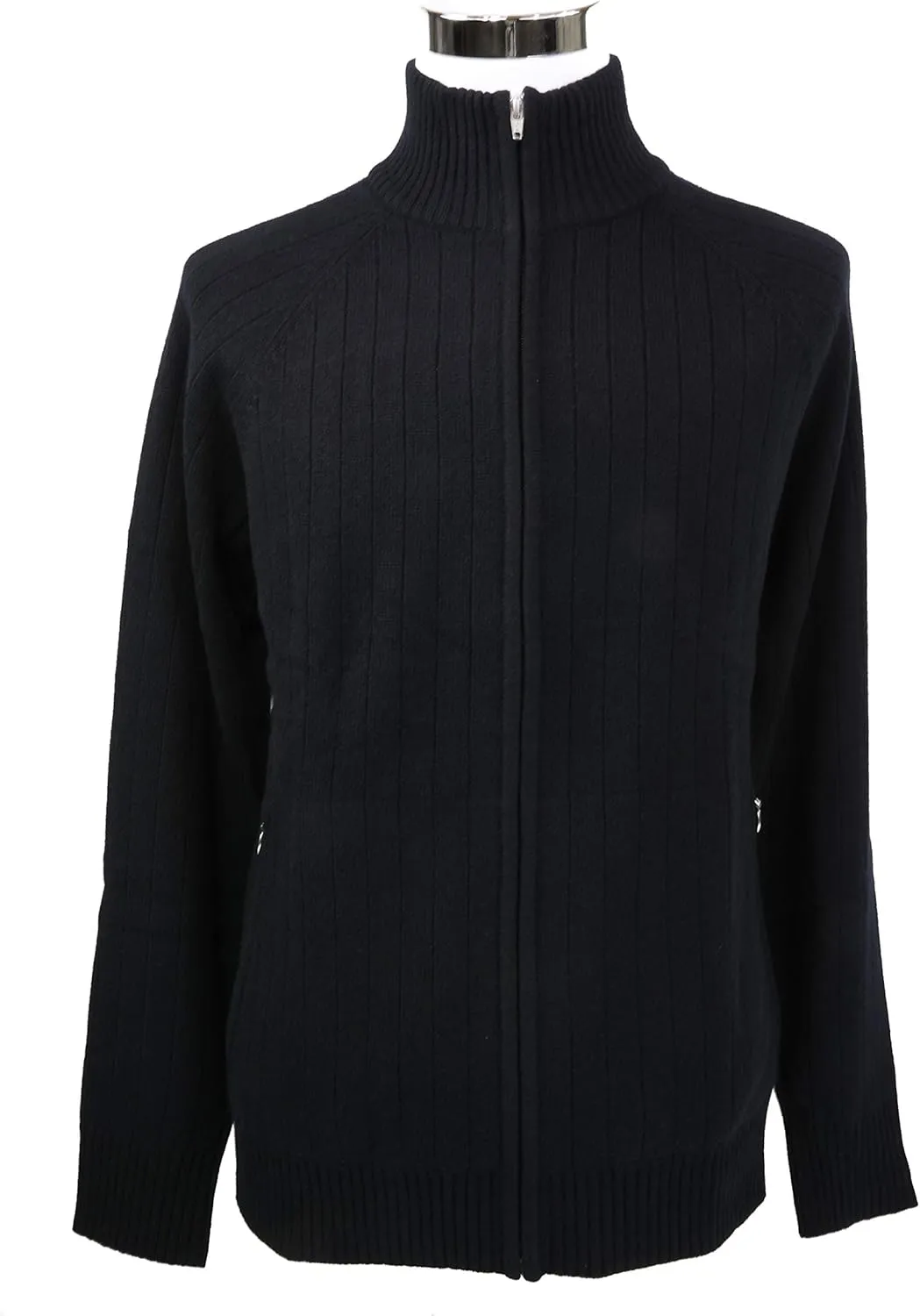 Shephe 4 Ply Men's Cardigan Cashmere Sweater Full Zip Closure Bi-Color Collar