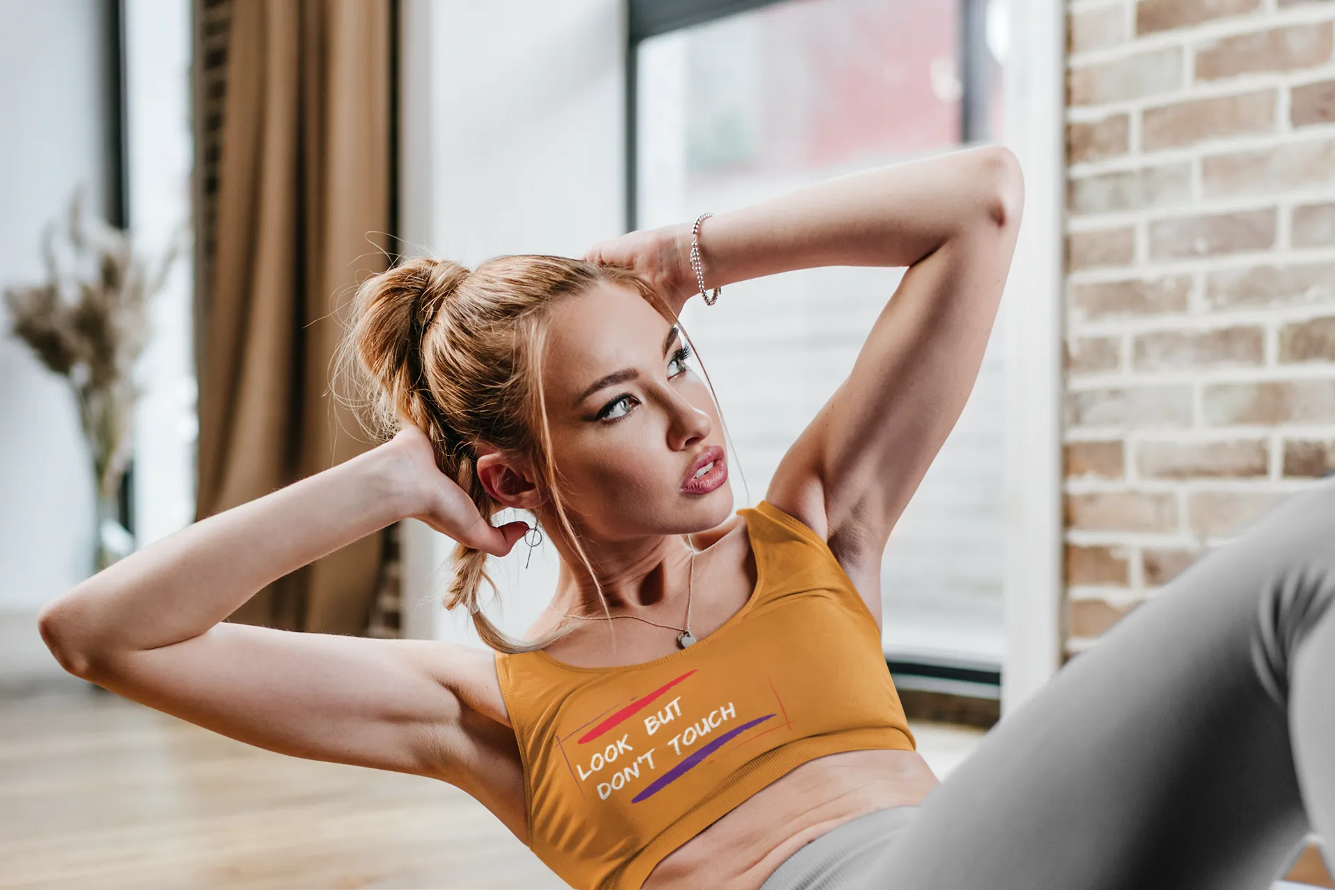 Sports Bra ( Look but don't touch ) Orange