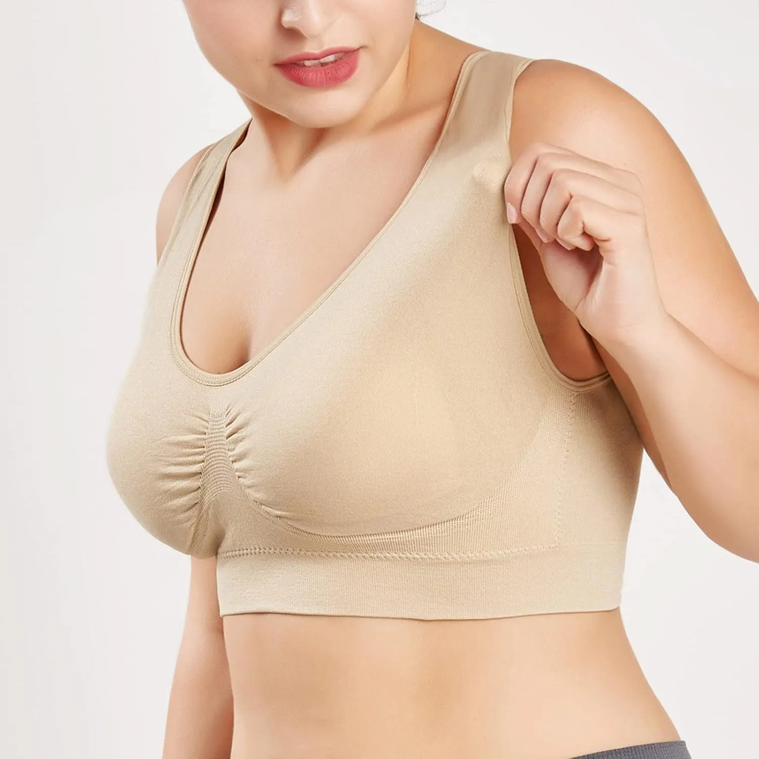 Sports Bras for Women Pack Padded Sports Large Bra No Underwire Full Coverage Workout Crop Tops Everyday Wear Solid