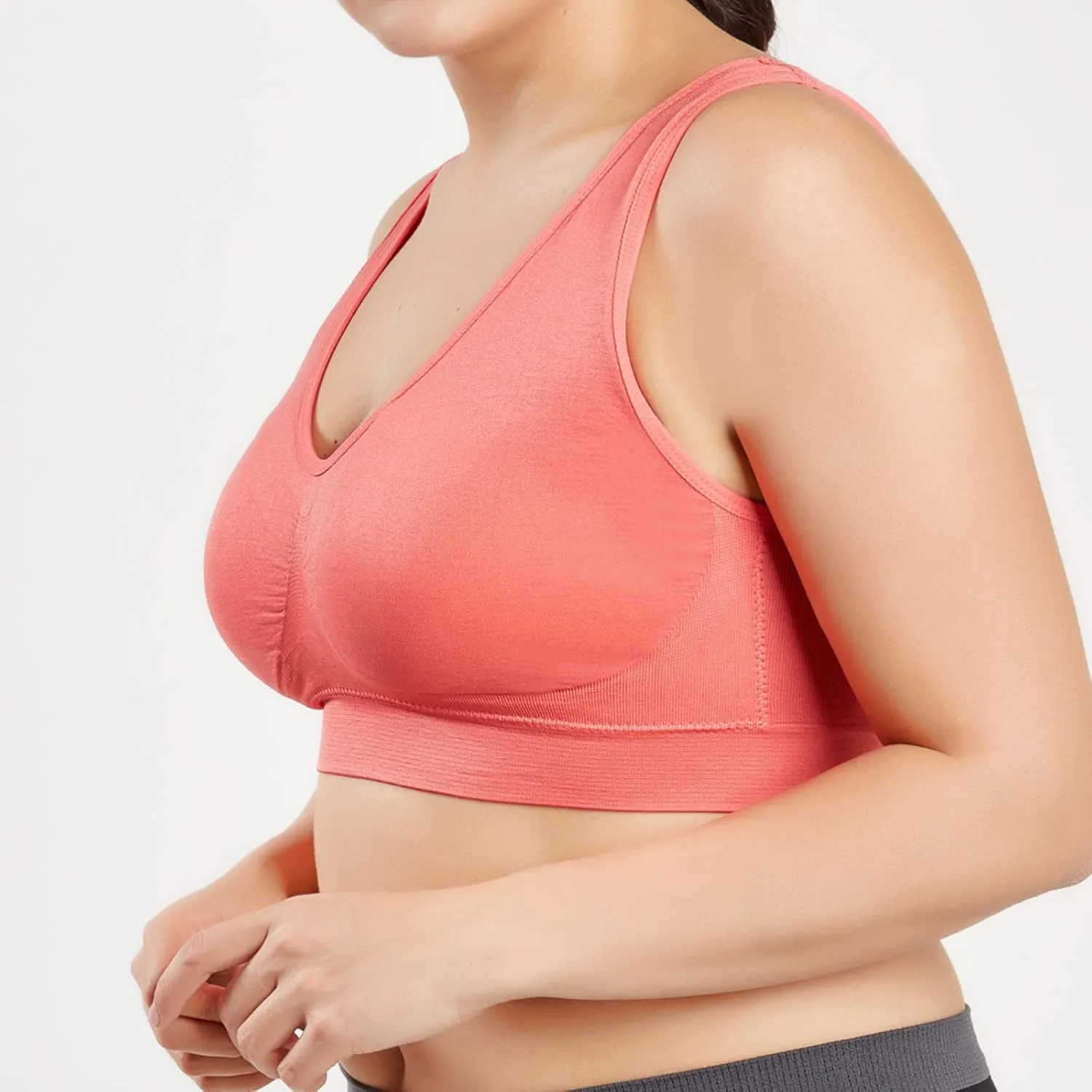 Sports Bras for Women Pack Padded Sports Large Bra No Underwire Full Coverage Workout Crop Tops Everyday Wear Solid