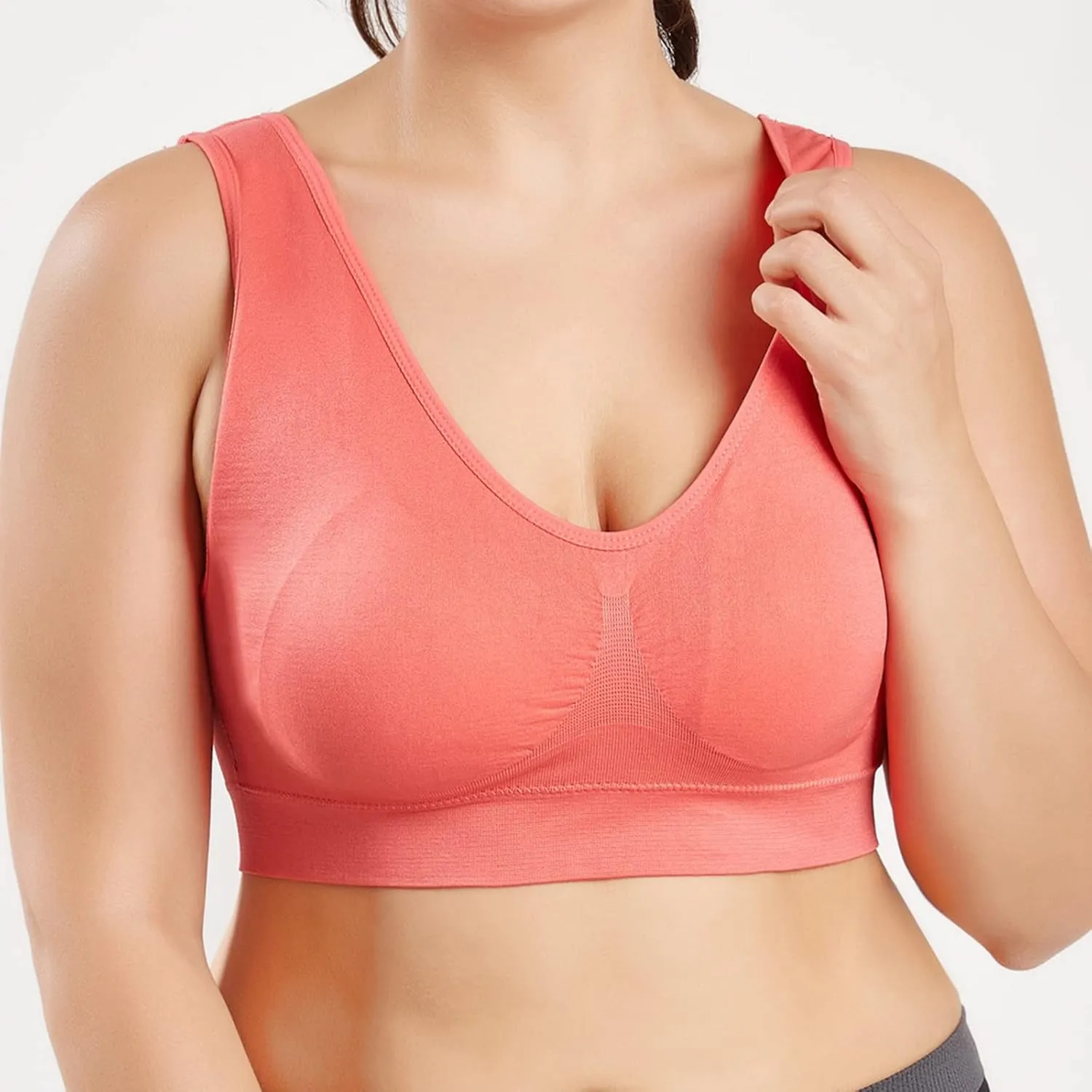 Sports Bras for Women Pack Padded Sports Large Bra No Underwire Full Coverage Workout Crop Tops Everyday Wear Solid