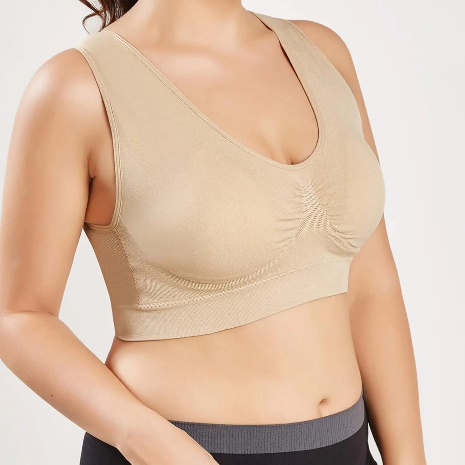 Sports Bras for Women Pack Padded Sports Large Bra No Underwire Full Coverage Workout Crop Tops Everyday Wear Solid