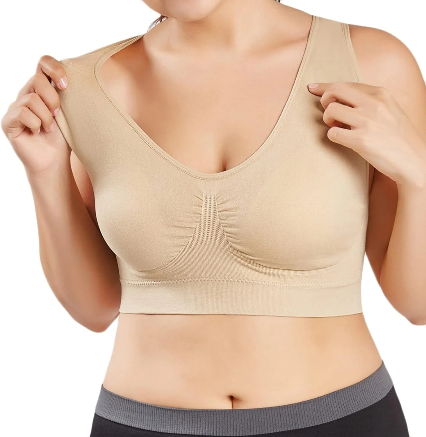 Sports Bras for Women Pack Padded Sports Large Bra No Underwire Full Coverage Workout Crop Tops Everyday Wear Solid