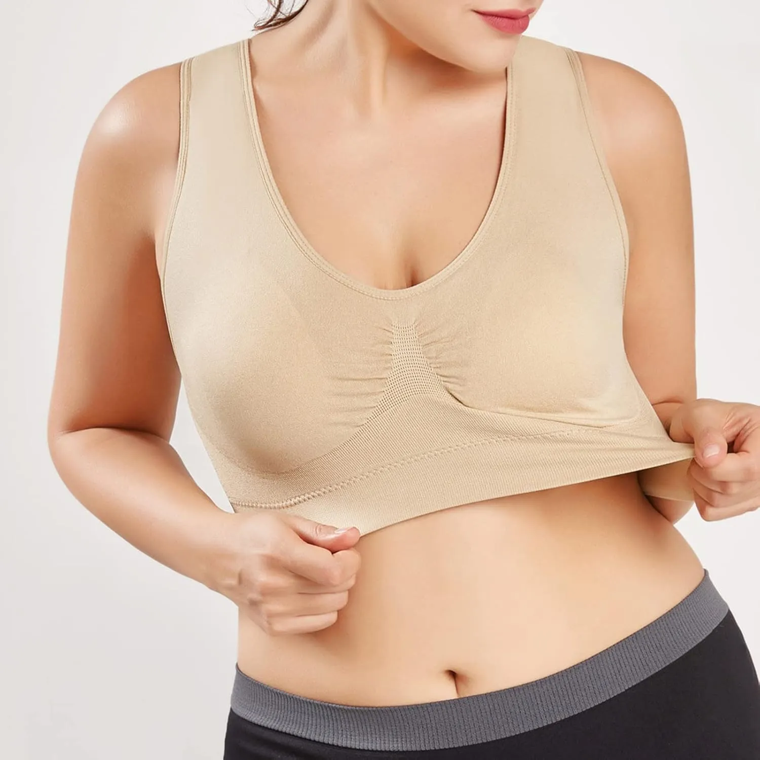 Sports Bras for Women Pack Padded Sports Large Bra No Underwire Full Coverage Workout Crop Tops Everyday Wear Solid
