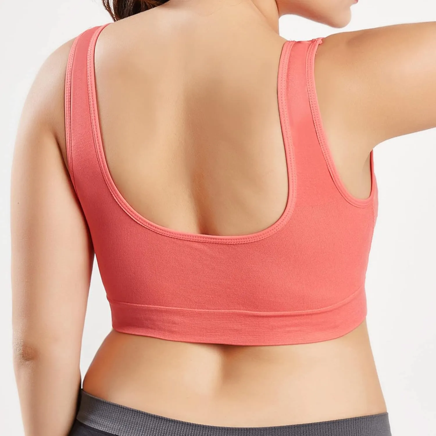 Sports Bras for Women Pack Padded Sports Large Bra No Underwire Full Coverage Workout Crop Tops Everyday Wear Solid