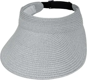 Straw Sun Visors Womens, Ponytail Beach Straw Visor, Packable Summer Sun Hats for Women Travel