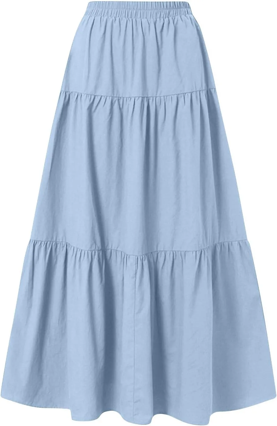 Summer Skirt for Women 2025 Maxi Skirt Drawstring Elastic High Waisted Smocked Tiered Aline Skirts Flowy Long Skirts