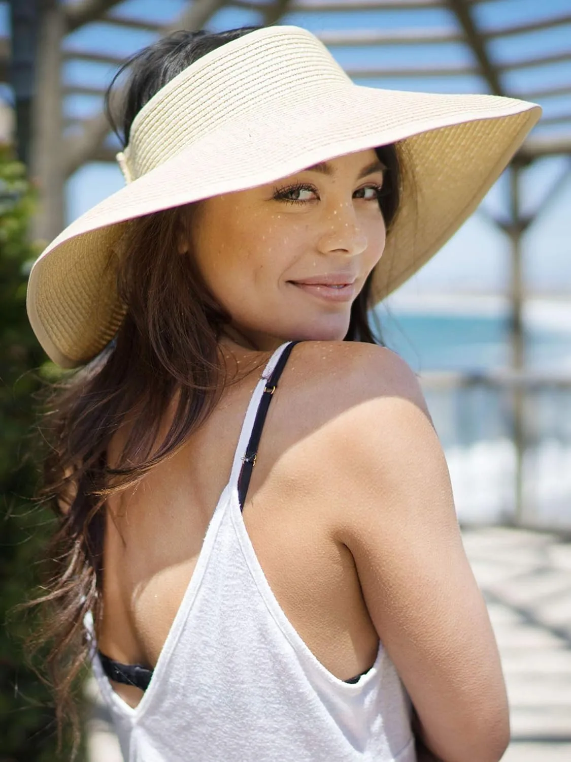 Sun Hats for Women Fashionable Womens Wide Brim Hat Roll-up Straw Sun Visor Hat