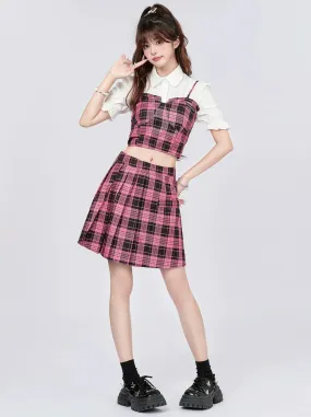 Suspender Style Top Skirt College Checked