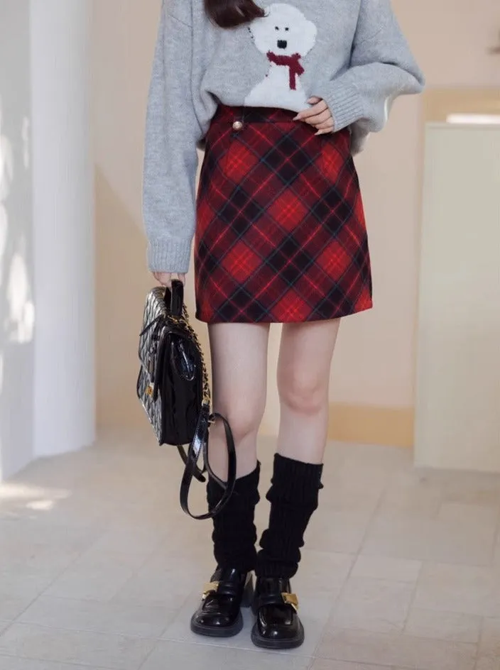Tight Skirt Diamond Checked Dark